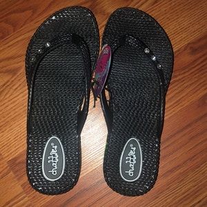 rainbow sparkle flip flops